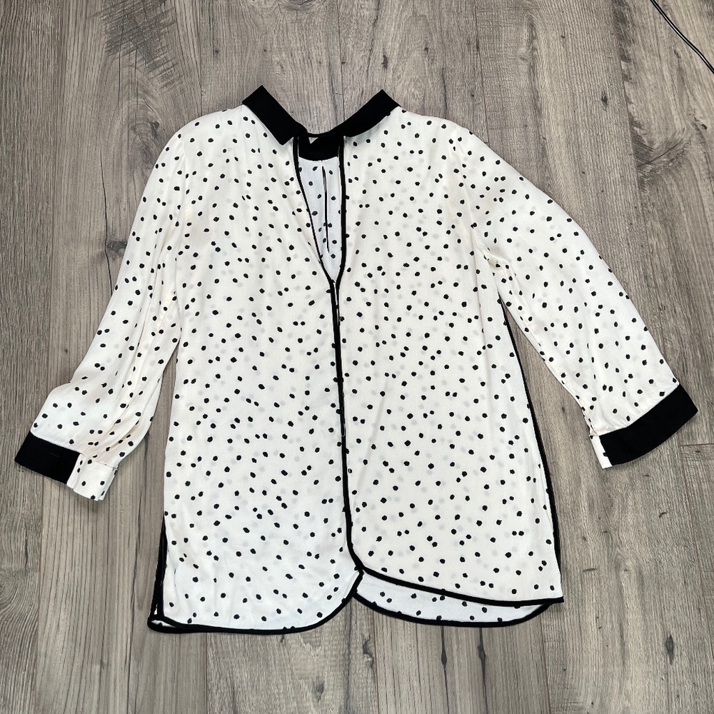 Zara Ivory Polka Dot Blouse Women's Size XS - Picture 8 of 9